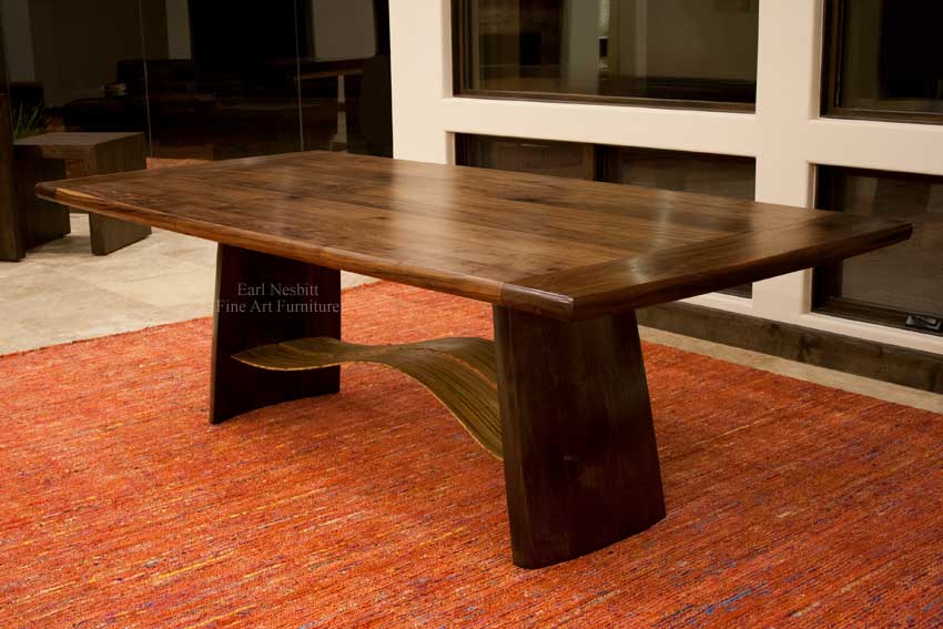 walnut and zebrawood dining room table